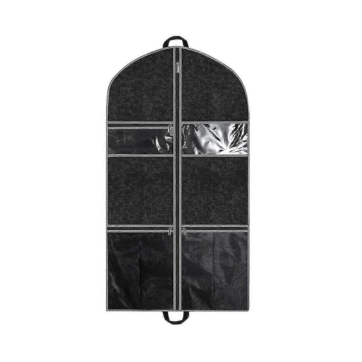 旅行用スーツバッグ、男性用スーツキャリア2メッシュポケットとトラベルクローゼット用1PVCポケット付き通気性ガーメントバッグ