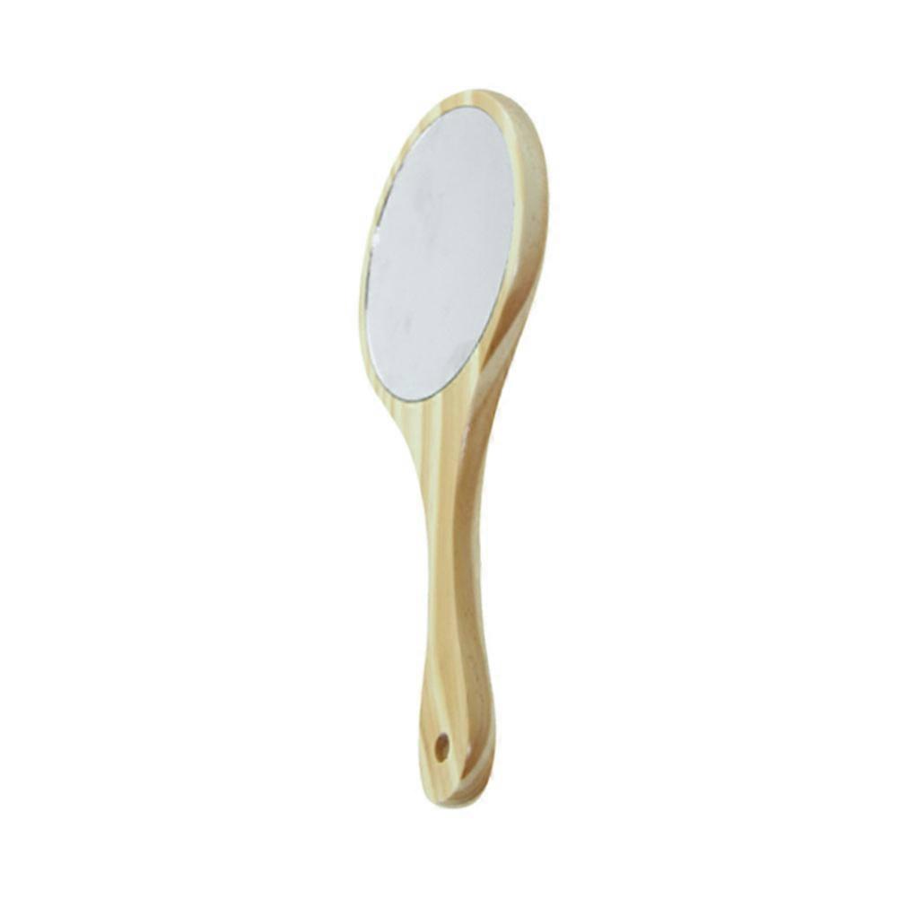 Retro Handheld Mirror Natural Wood Material Hollow-Out Design 1Set