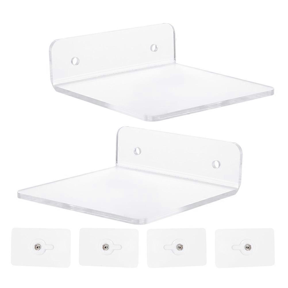 Acrylic Wall-Mounted Shelf for Storage 2Pcs White Floating Storage Rack