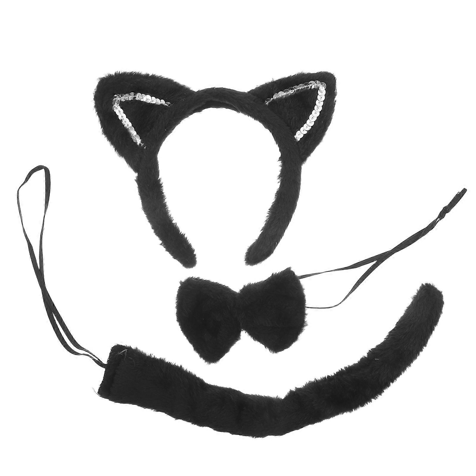 Fuzzy Tail For Cat Party Costume Cat Ear Headband For Party Themed Parties 1Set