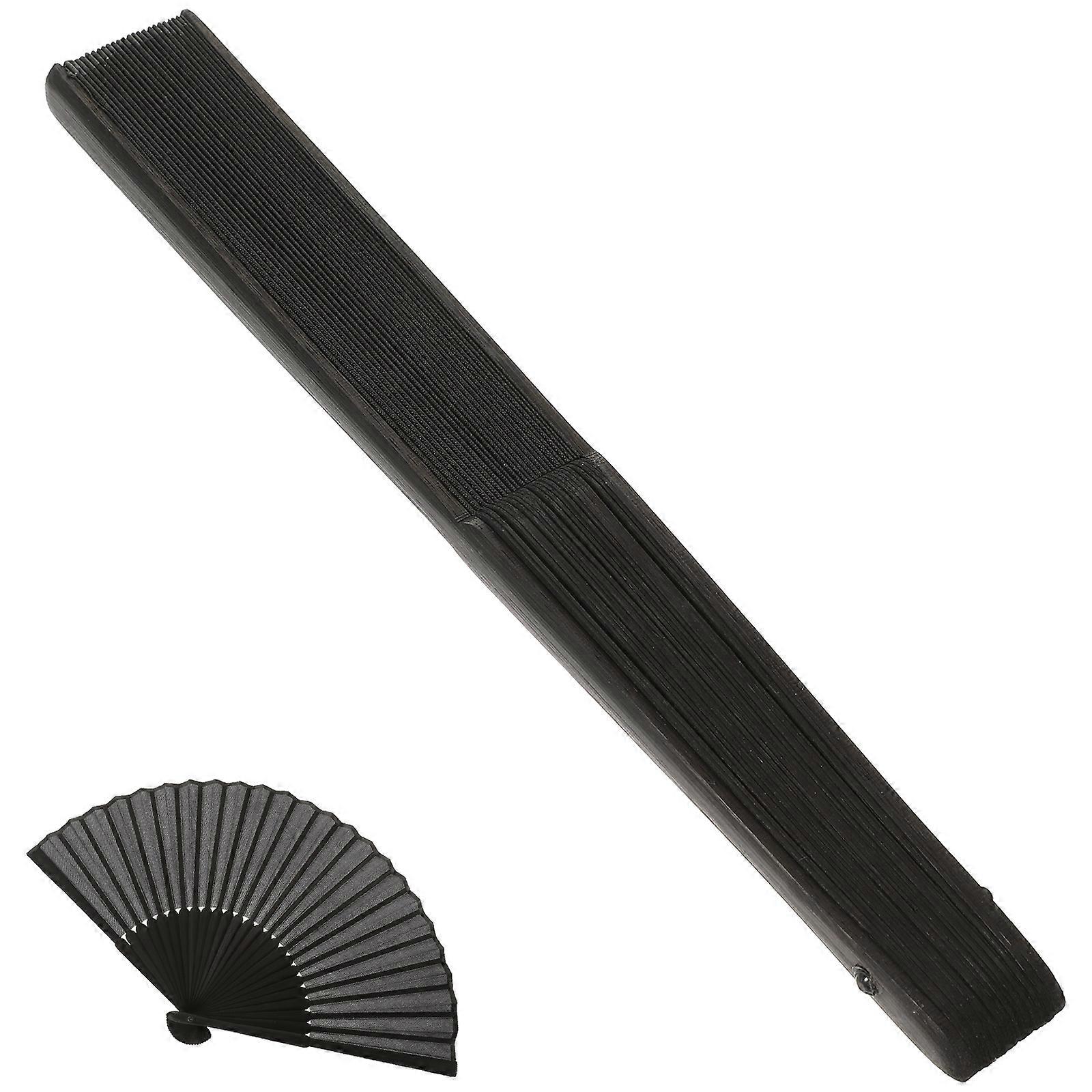 Folding Fan Handheld Simple Style For Office Use Black 1Set