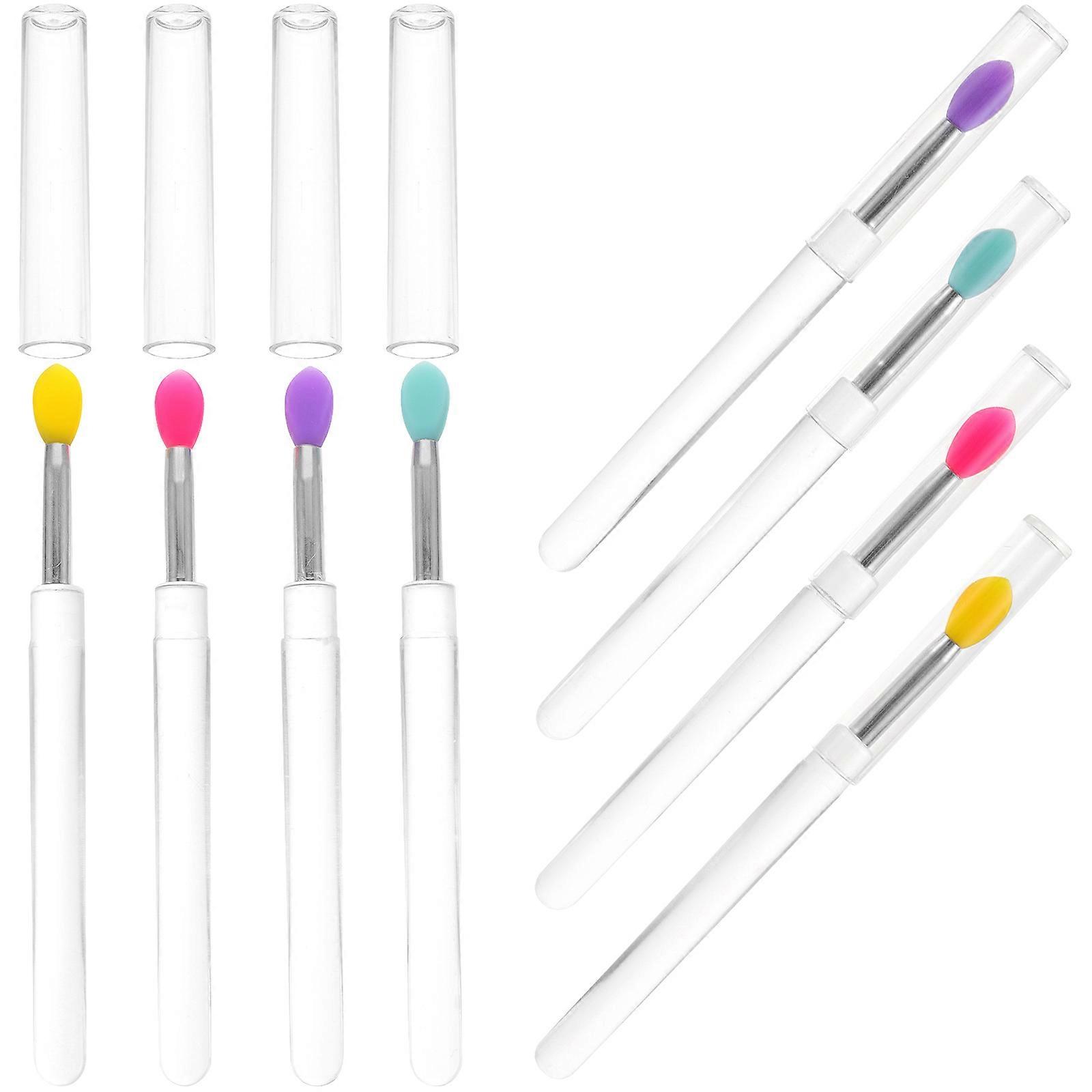 Durable Silicone Lip Brushes for Makeup 16Pcs with Transparent Handle