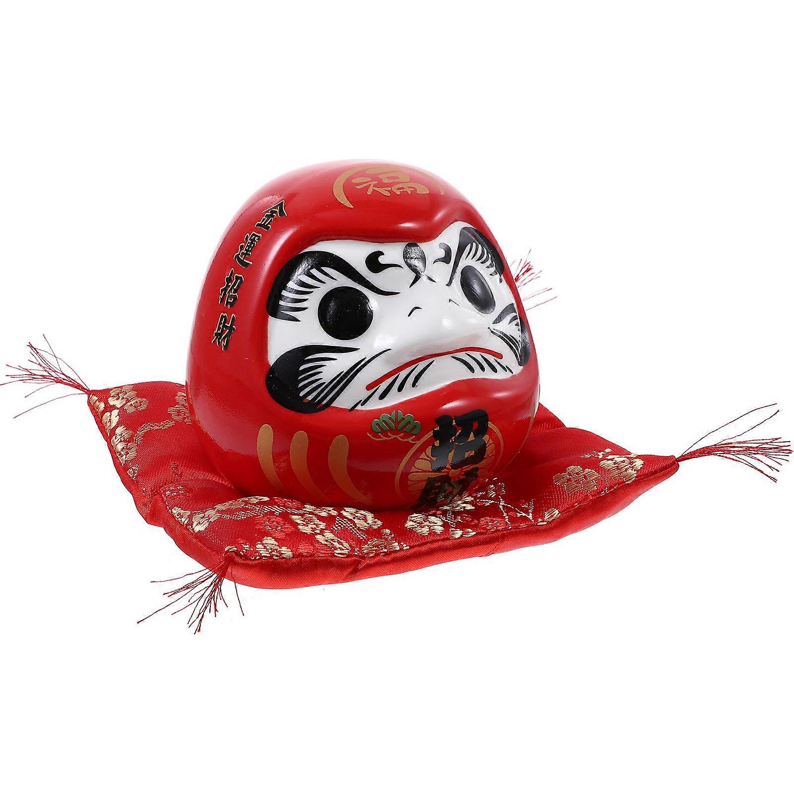 Ceramic Piggy Bank for Coin Storage 4Pcs Japanese Dharma Design Red