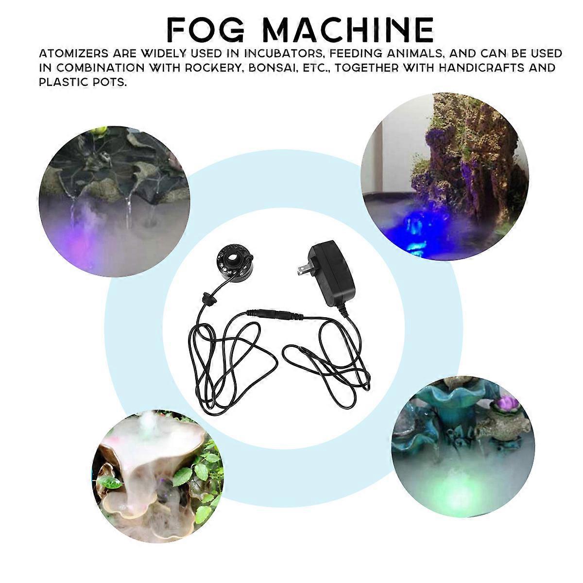 Humidifying Mist Maker Fogger Water Fountain Pond Fogger Air Humidifier Sprayer Black Rectangular Rockery Bonsai Design For Pond Aquarium 1Set