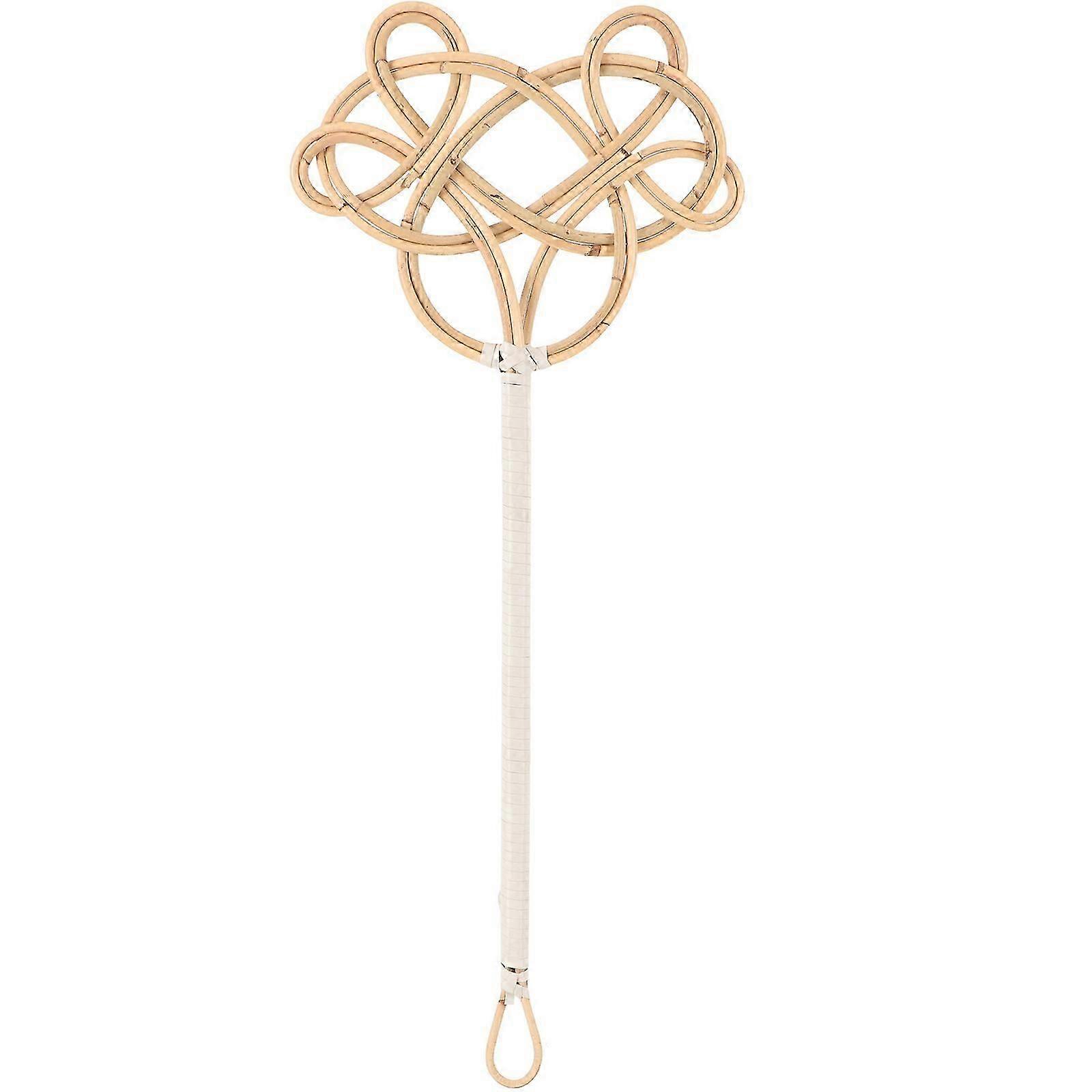 Carpet Beater for Cleaning with Long Handle and Wide Paddle Made of Rattan and Plastic Khaki 36.5 Inches