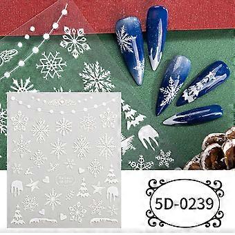 Embossed 5D Snowman Snowflake Christmas Nail Art Stickers, DIY, 100mm