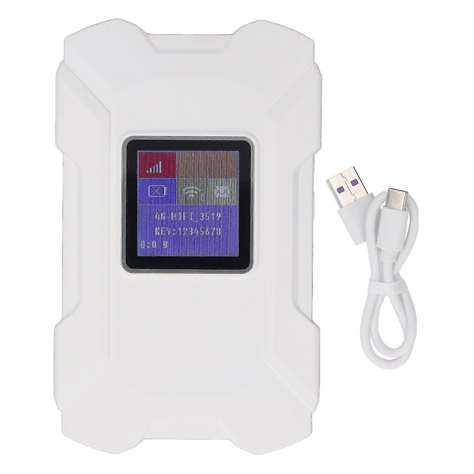 Portable 4G Router with 1.44 Inch Color Screen SIM Card Slot 3000mAh Support Up to 32 Devices Mobile Hotspot for Win 7 8 10 for Linux White