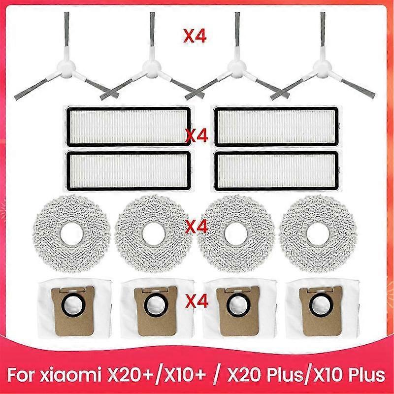 For Xiaomi Robot Vacuum X20+, X10+ / X20 Plus, X10 Plus Side Brush Hepa Filter Mop Cloth Dust Bags P