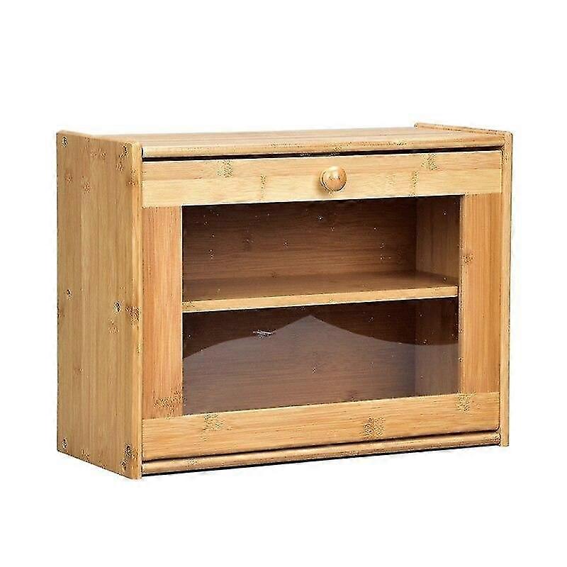 Bamboo Bread Box Storage Box Double Layers Drawer Large Food Containers Kitchen Organizer Bins