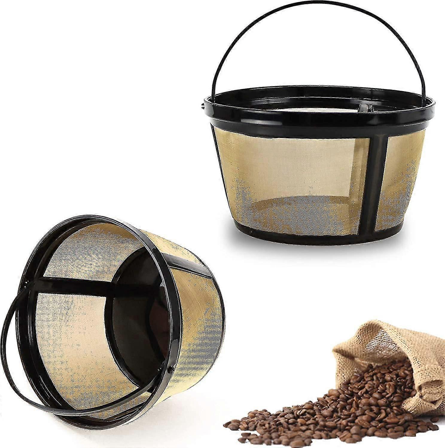 2pcs Reusable Coffee Filters For 8-12 Cup Replacement Coffee Filter Basket