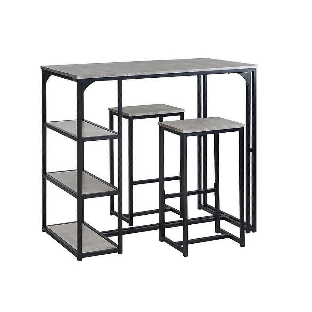 SoBuy Set da bar-1 tavolo da bar e 2 sgabelli Set da bar per la colazione Set da pranzo, tavolo da bar con 3 ripiani, struttura in acciaio neroSoBu...