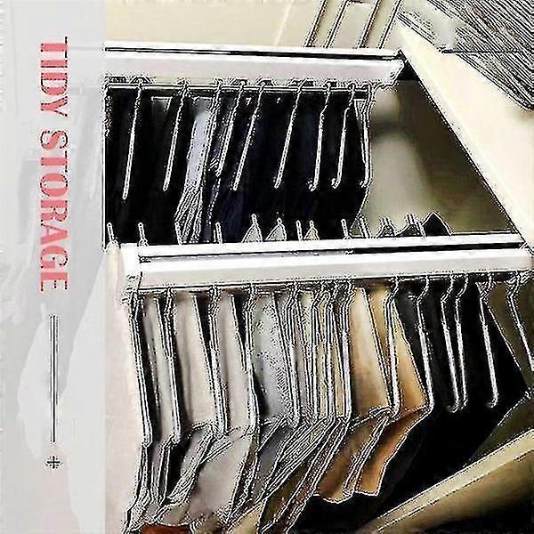 Extendable closet hanger for wardrobe with pull-out valet rod and top mount