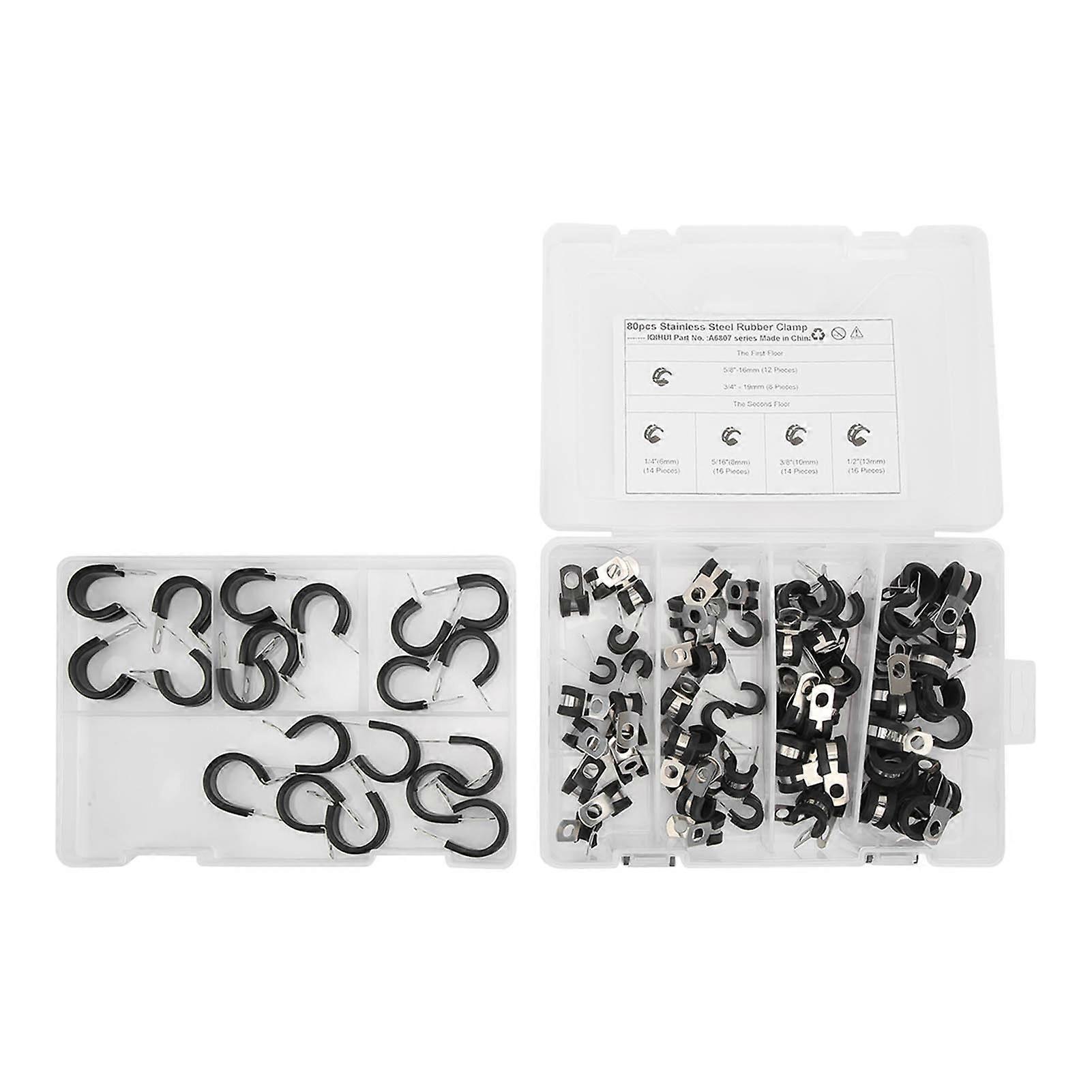 Hose pipe clamps 80pcs set in multiple sizes