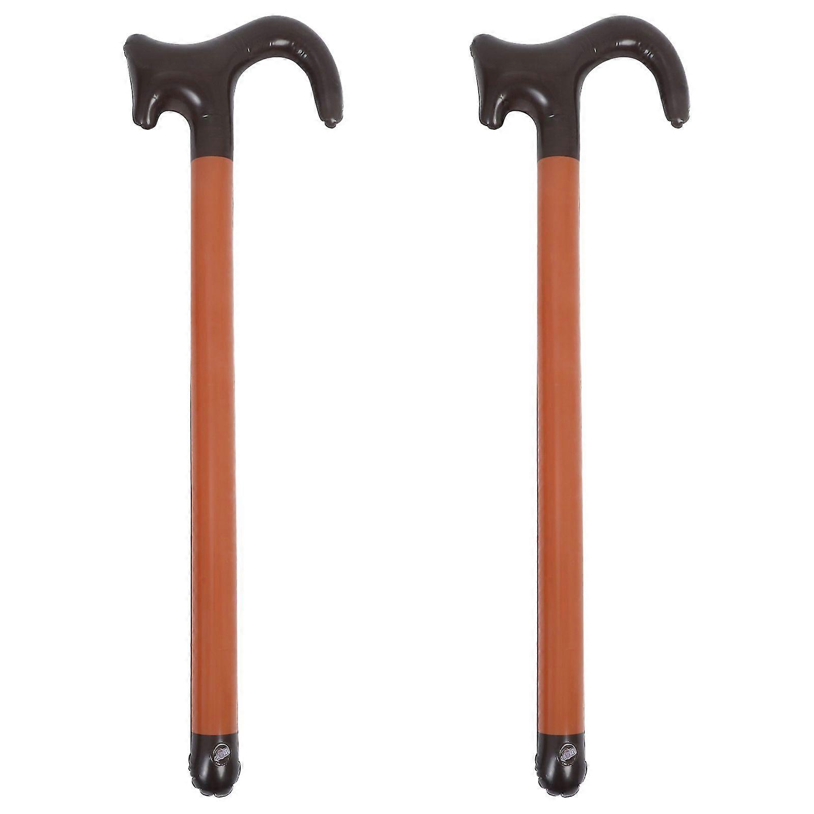 2pcs Inflatable Crutch Toy Walking Stick Inflate Stage Inflatable Balloon Toy