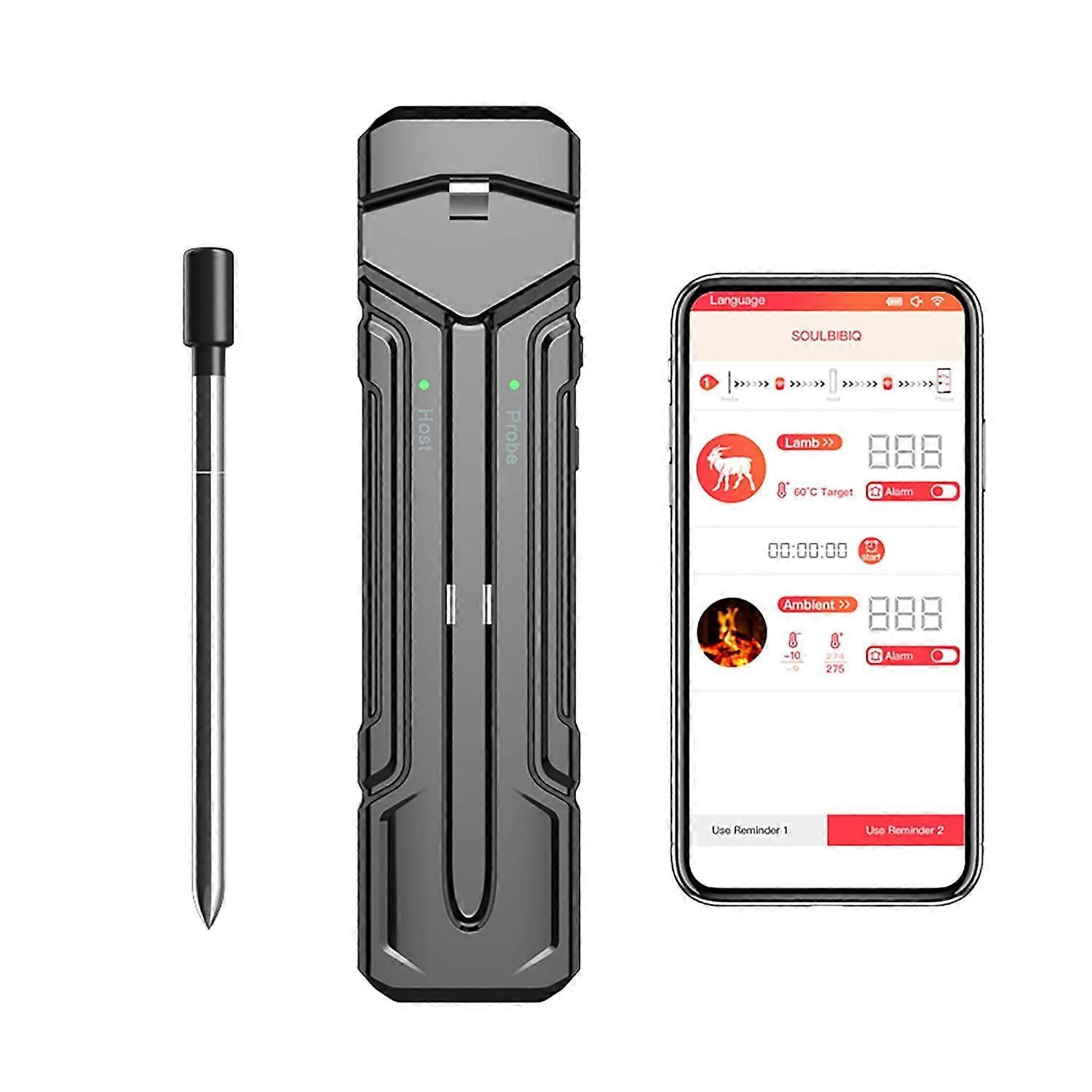 Wireless Bluetooth Meat Thermometer, 500Ft Remote, IP67 Waterproof Probe for Grilling, Oven, BBQ, compatible with iOS & Android App