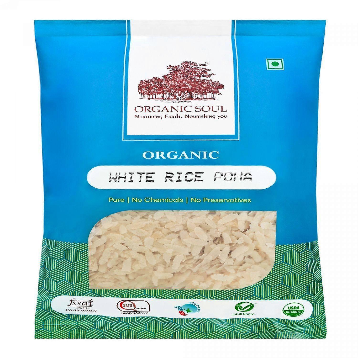 Хлопья из органического белого Риса (500 г), Organic White Rice Poha,  Organic Soul
