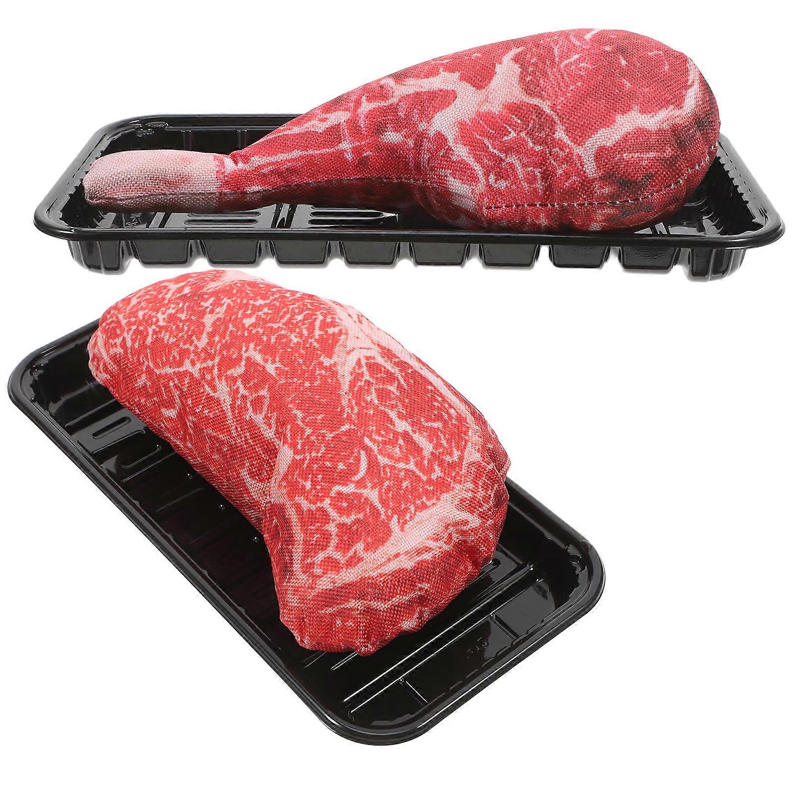 Realistic Artificial Beef Steak Model for Decoration 2Sets Home Decor Prop