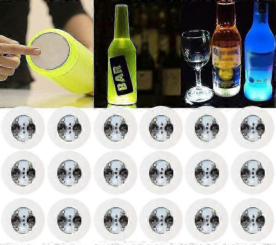 18pcs Led Coaster,light Up Coasters,led Bottle Lights,led Sticker Coaster Discs Light Up White