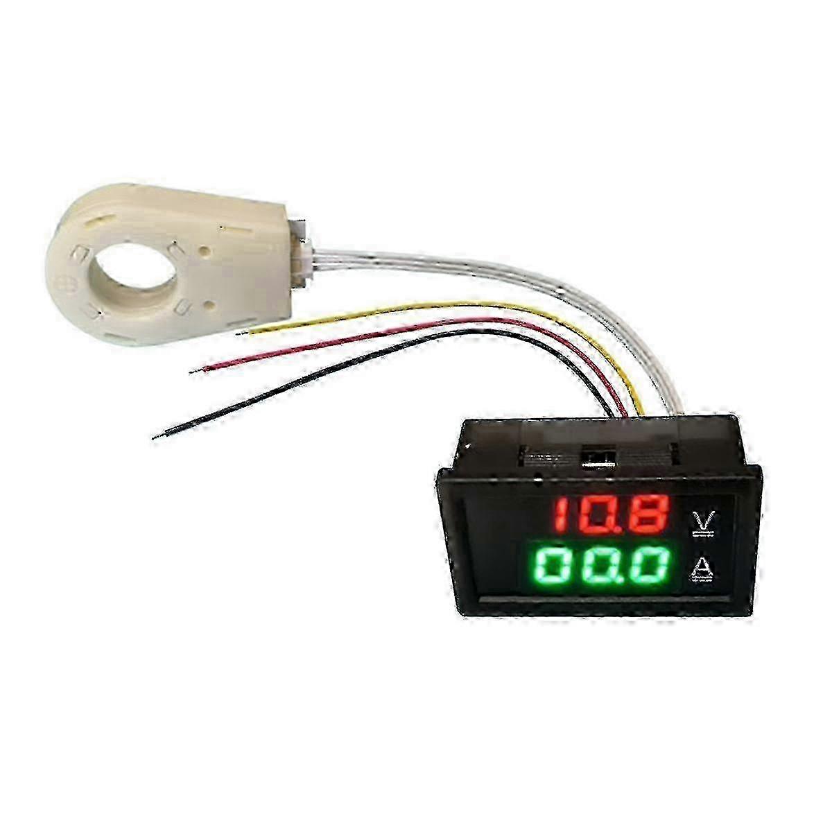 Digital Current and Voltage Meter for DC 0-300V 50A with 12V 24V 36V Battery Monitoring and LED Hall Ammeter Voltmeter