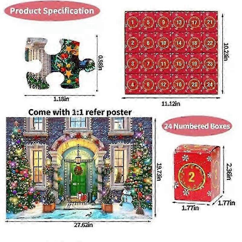 Advent calendar puzzle set with 1008 Christmas themed pieces for adults