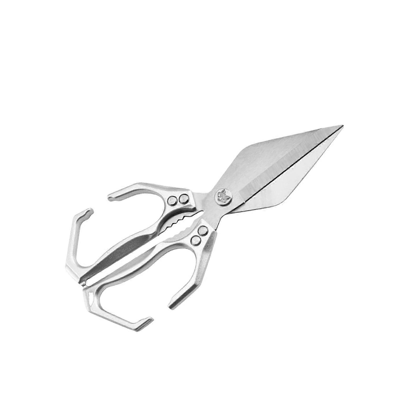 Aluminum Alloy Kitchen Shears with Walnut Cracker For Cutting Poultry Fish Bone Rusts Resistant Blade Ergonomic Handle  Silver