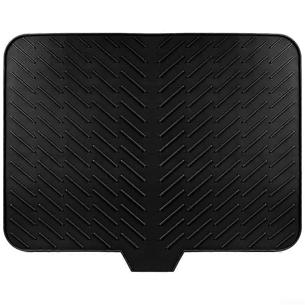 Silicone Dish Drying Mat with Quick Drain Design for Busy Kitchen Countertops Black