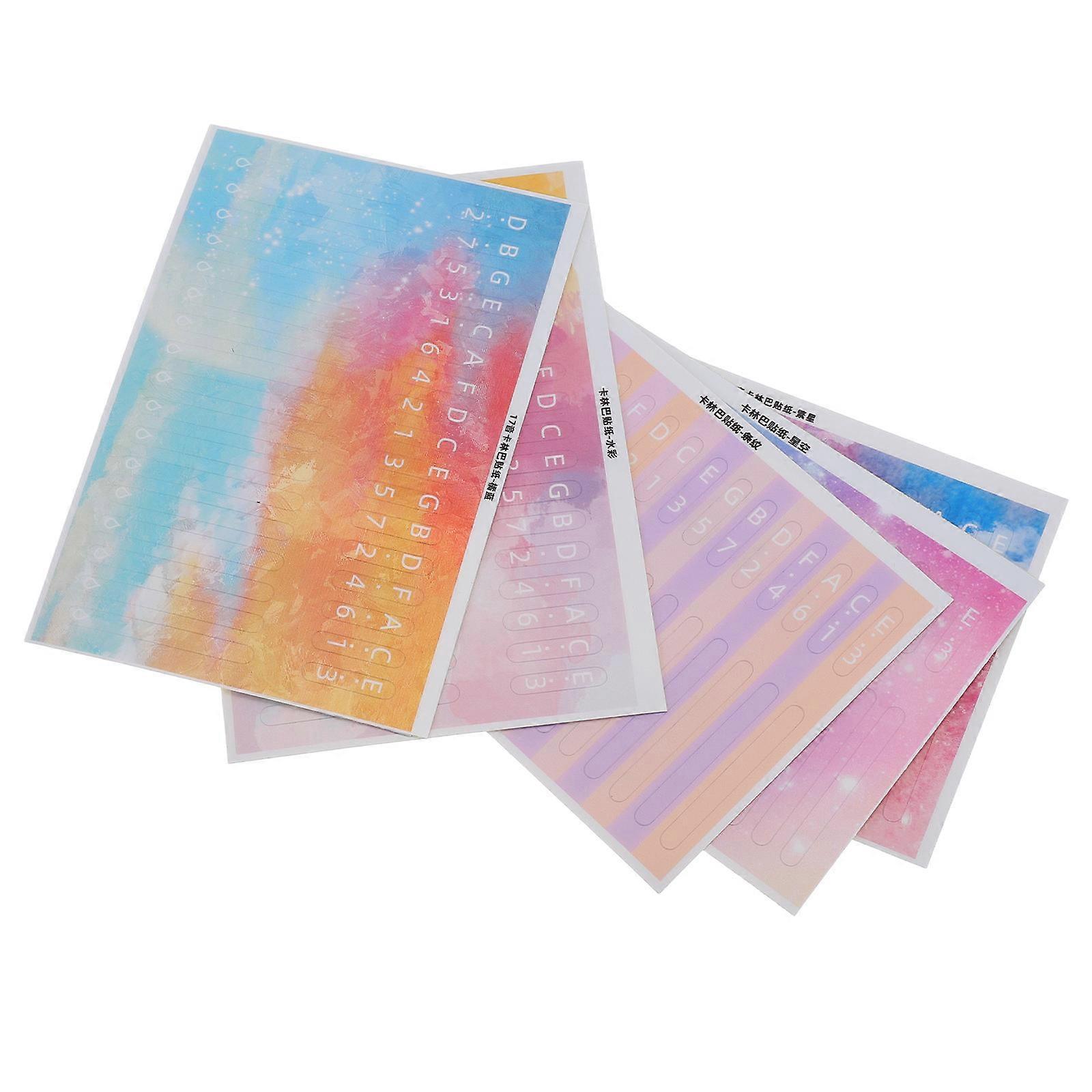 Kalimba Scale Note Stickers Thumb Piano Training Aids Rectangular Shape Assorted Color 5Set