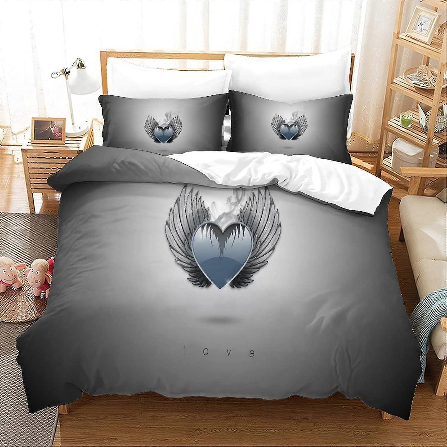 مجموعة غطاء لحاف مطبوعة ثلاثية الأبعاد مع سحاب غطاء لحاف ناعم سهل العناية لحاف الفراش الحب والرعاية عشاق الفن مجموعة مع إغلاق أكياس الوسائد 3 قطع