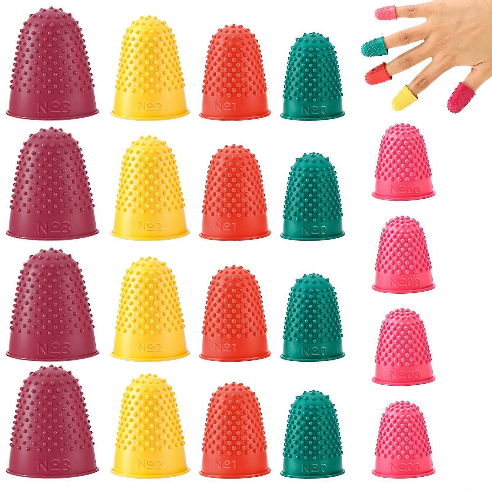 Rubber Fingertips Pack Of 20, Reusable Silicone Finger Caps, 5 Sizes, Colors, For Money Counting, Writing, Sorting
