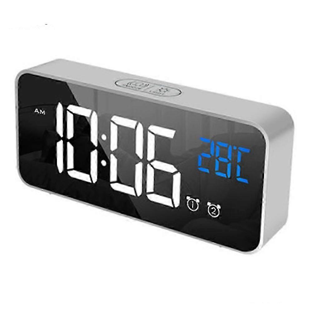 LED Display Digital Alarm Clock, USB Charging Port, Sound Control, Alarm Ringtones, Volume and Brightness Adjustable, 12/24 H, Snooze Function, Bedroo