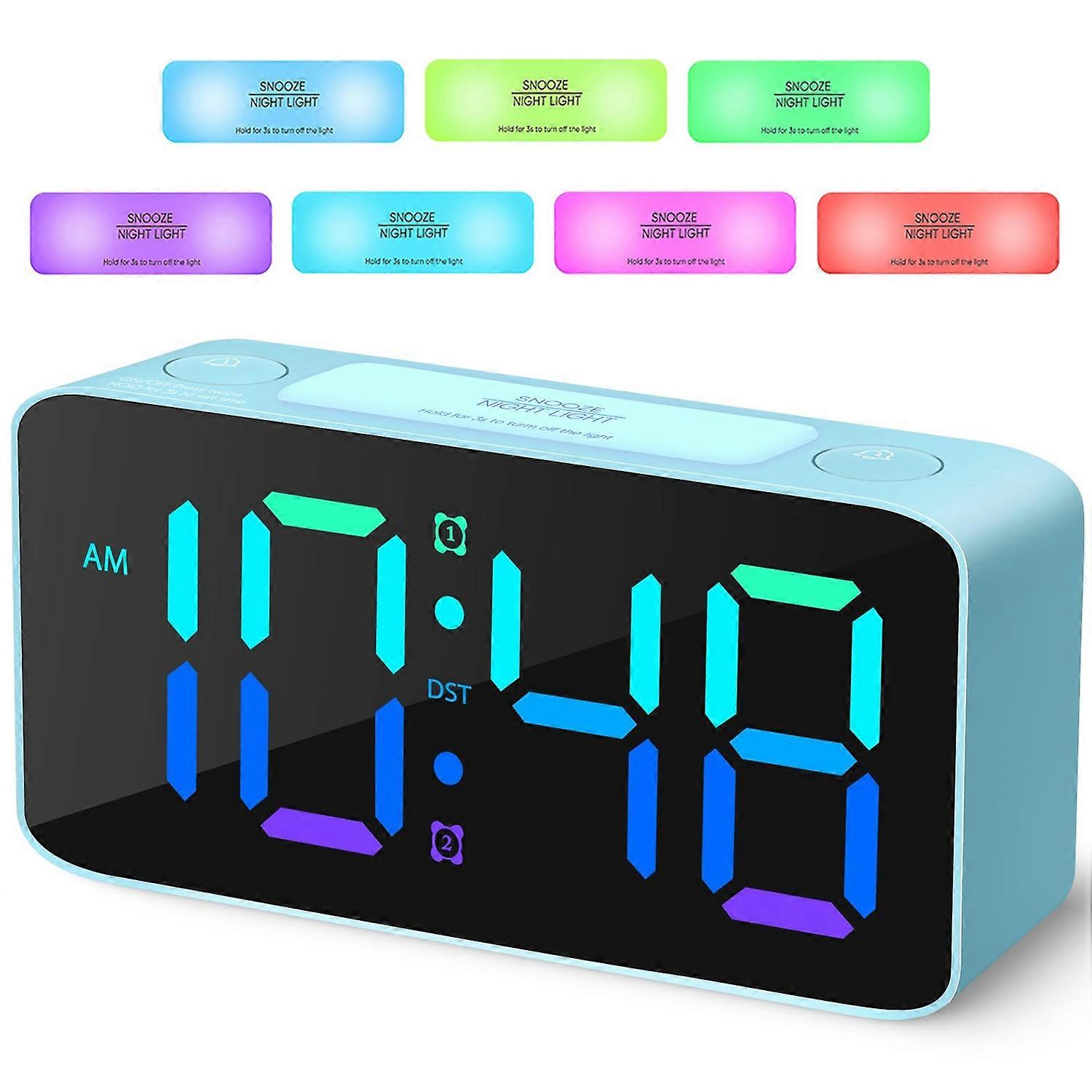 Adjustable Volume Alarm Clock Student Adult Digital Clock with 7 Color Night Light