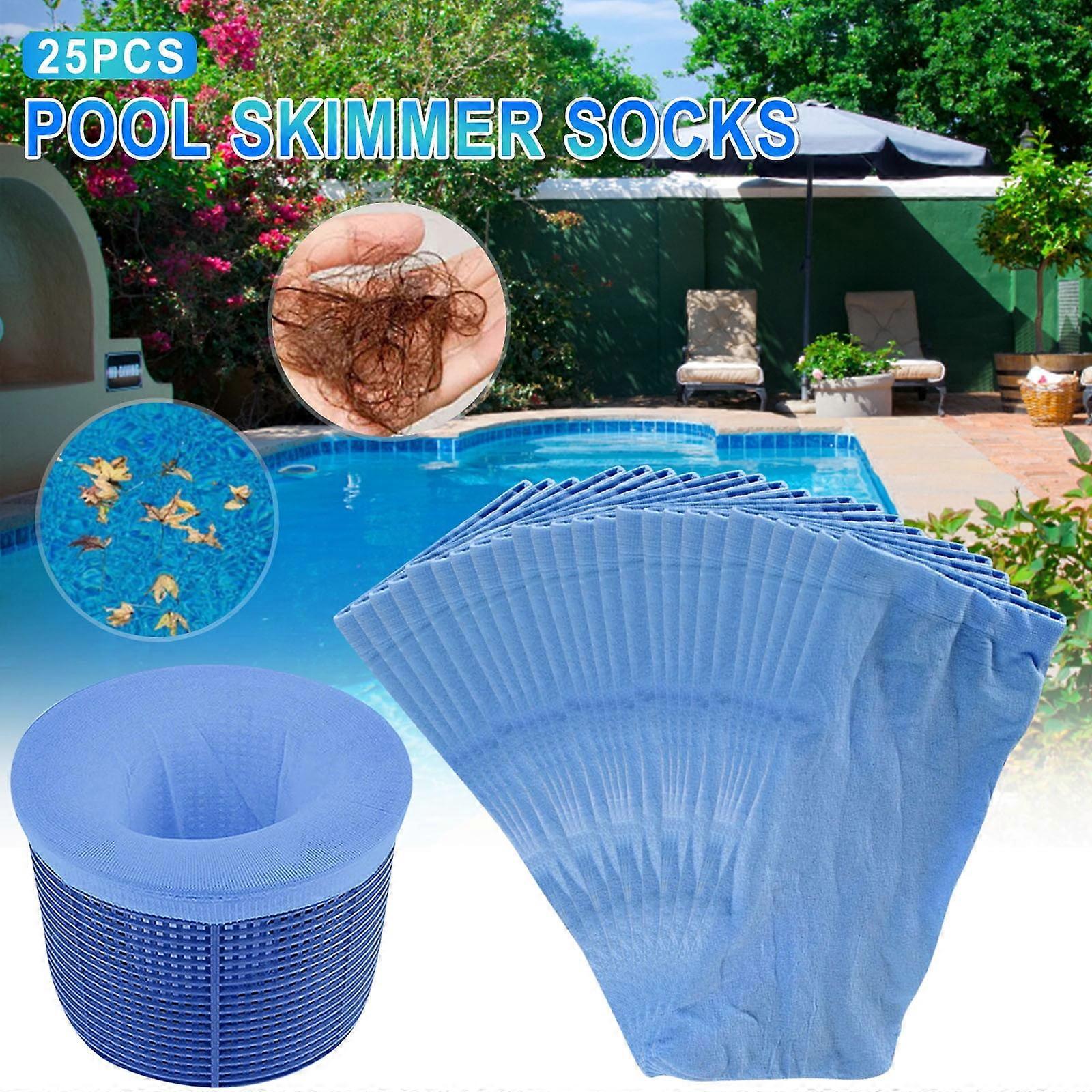 FloHua 25pcs Pool Skimmer Filter Socks, Ultra Fine Mesh for Above Ground & Inground Pools, compatible with standard skimmer baskets