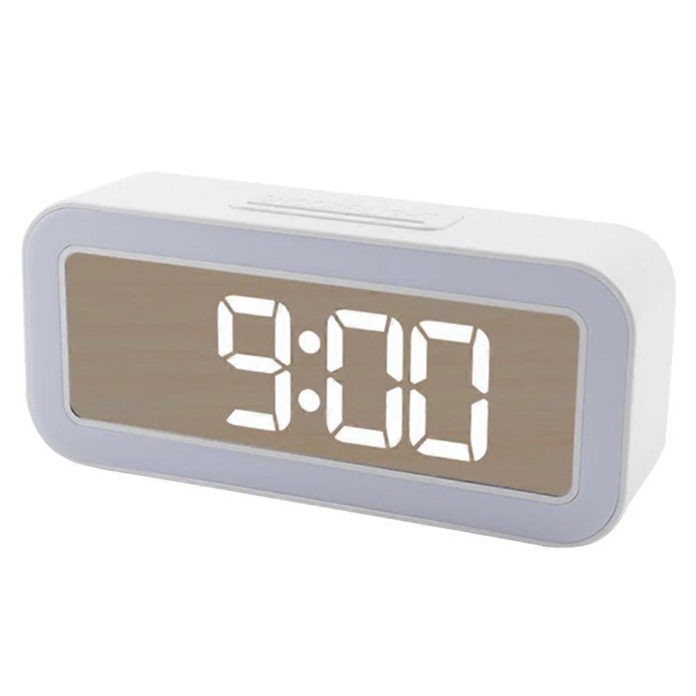 Mirror Night Light Alarm Clock Simple LED Digital Clock Student Loud Volume Bedside Clock Desktop Temperature Clock B