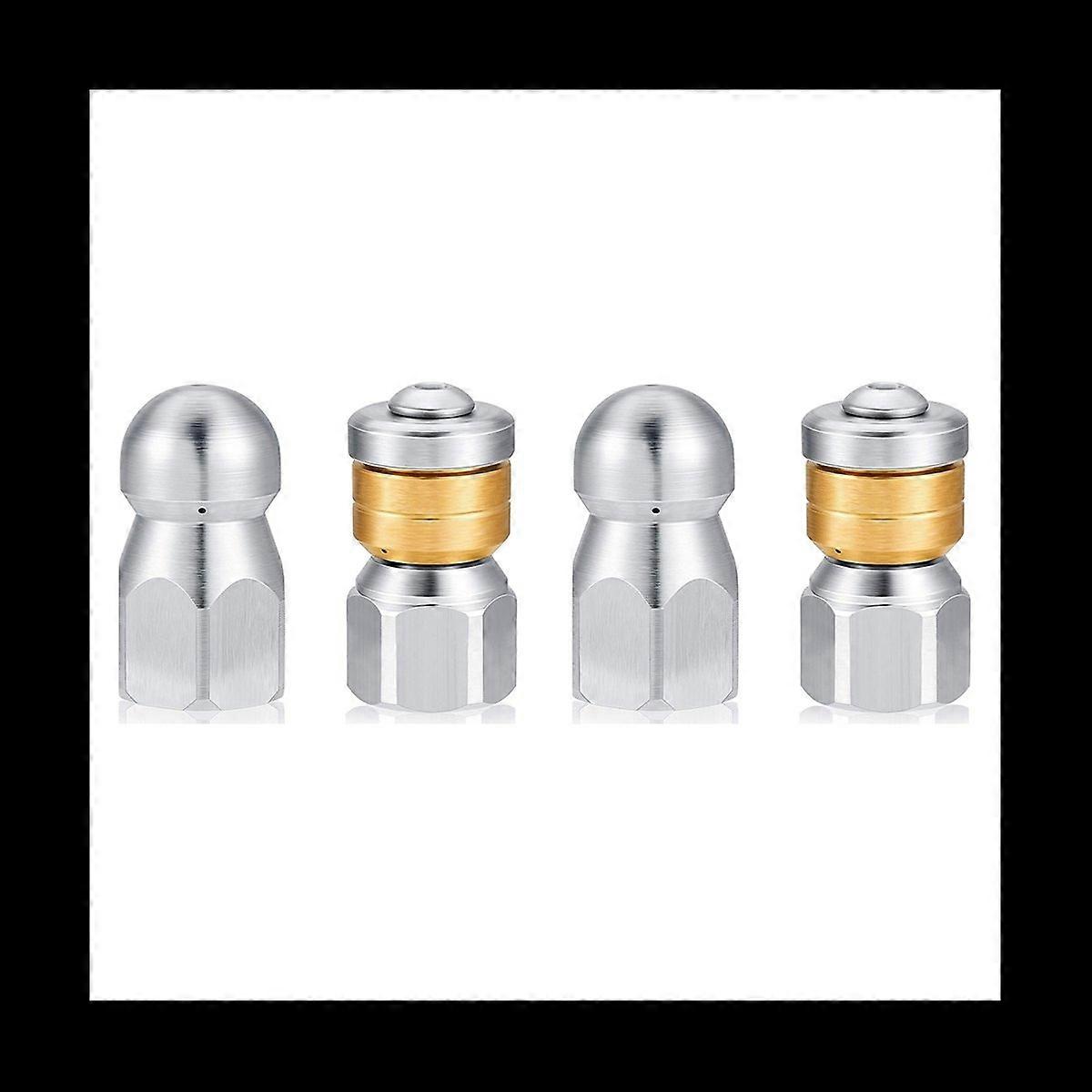 2X Sewer Jetter Hose Nozzle,High Pressure Washer Hose Nozzle,1 Button Nose Nozzle & 1 Rotating Nozzl