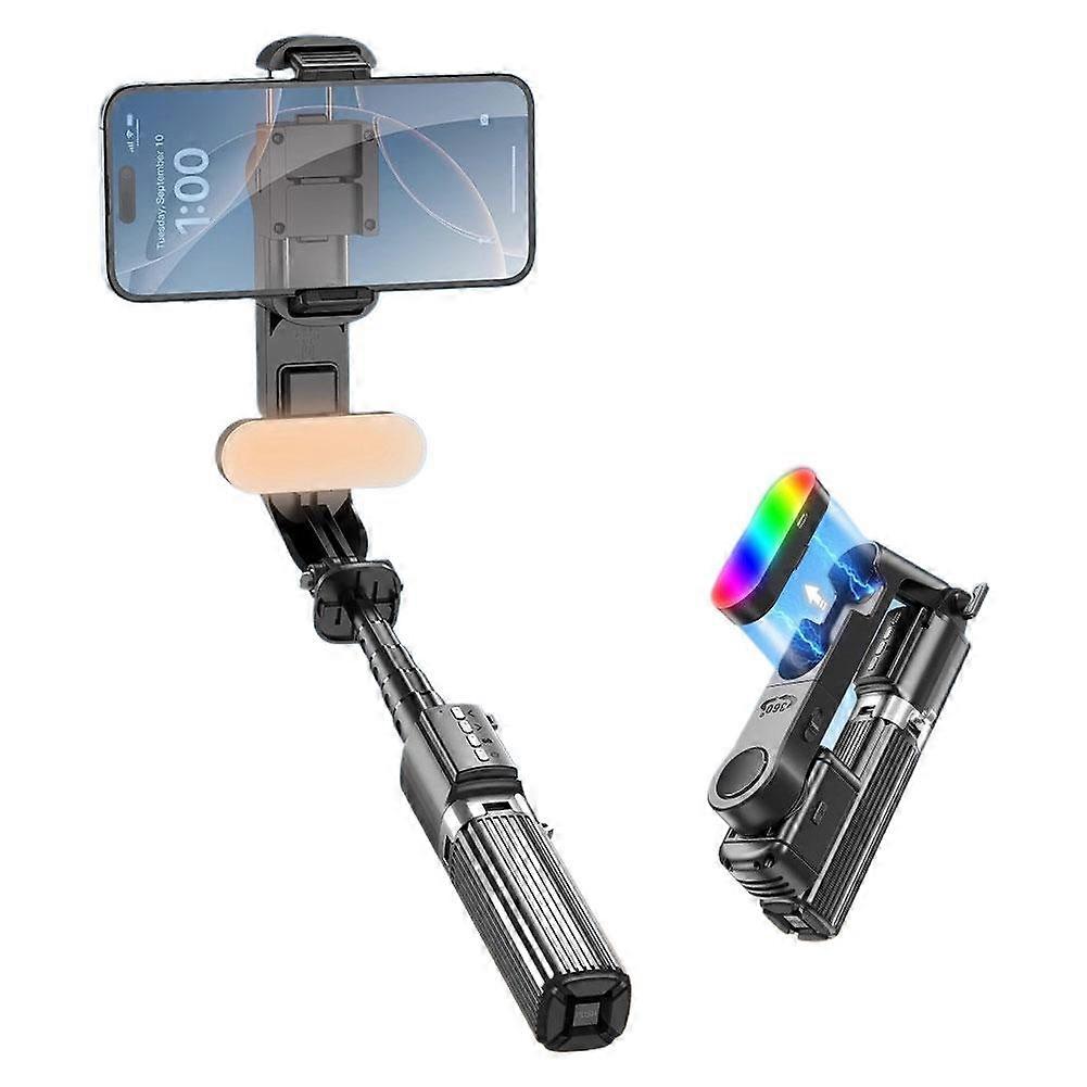 AI Stabilizer Smartphone Gimbal with RGB Fill Light Dual Batteries Portable Telescopic for Vlogging and Outdoor Shooting
