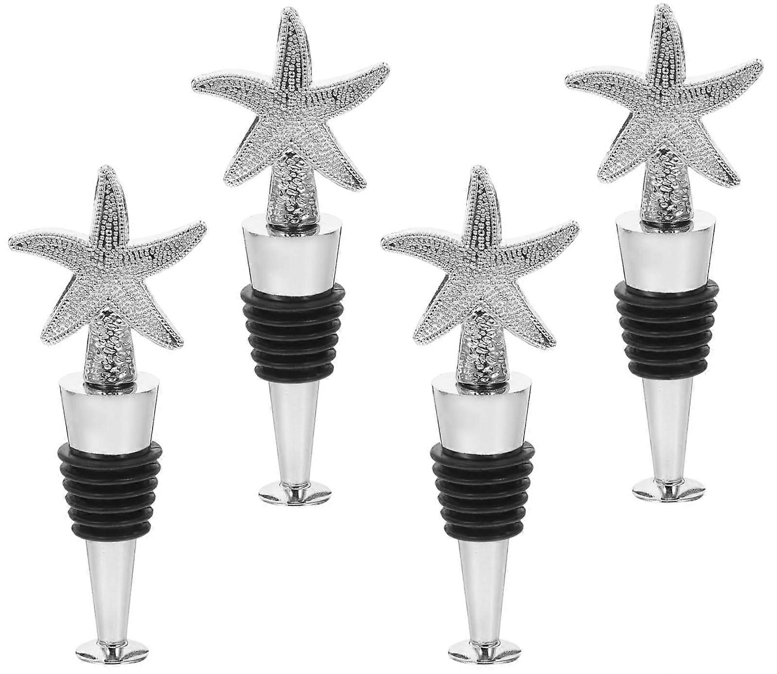Bottle Stopper Set of 4 Stainless Steel Wine Saver with Airtight Seal for Home Bar Use