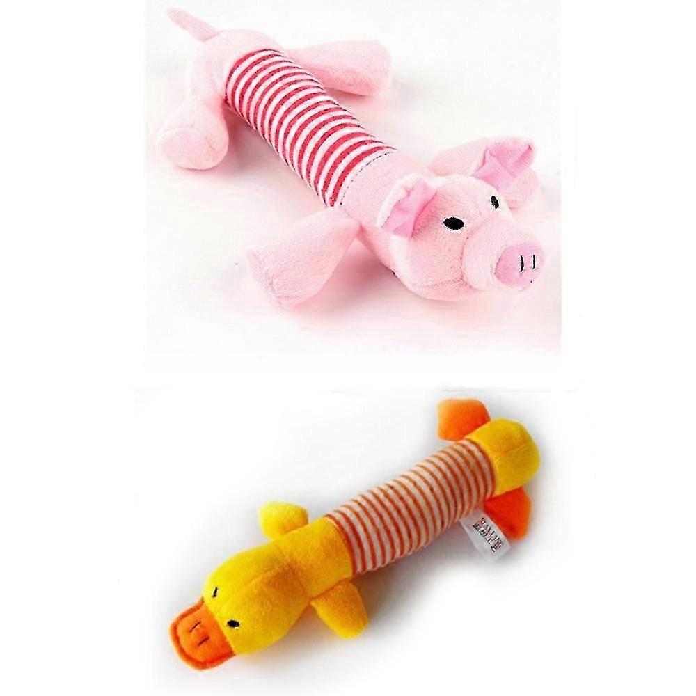 1/2pcs Pet Puppy Chew Squeaker Squeaky Plush Sound Piggy Elephant Duck Ball Dog Toys
