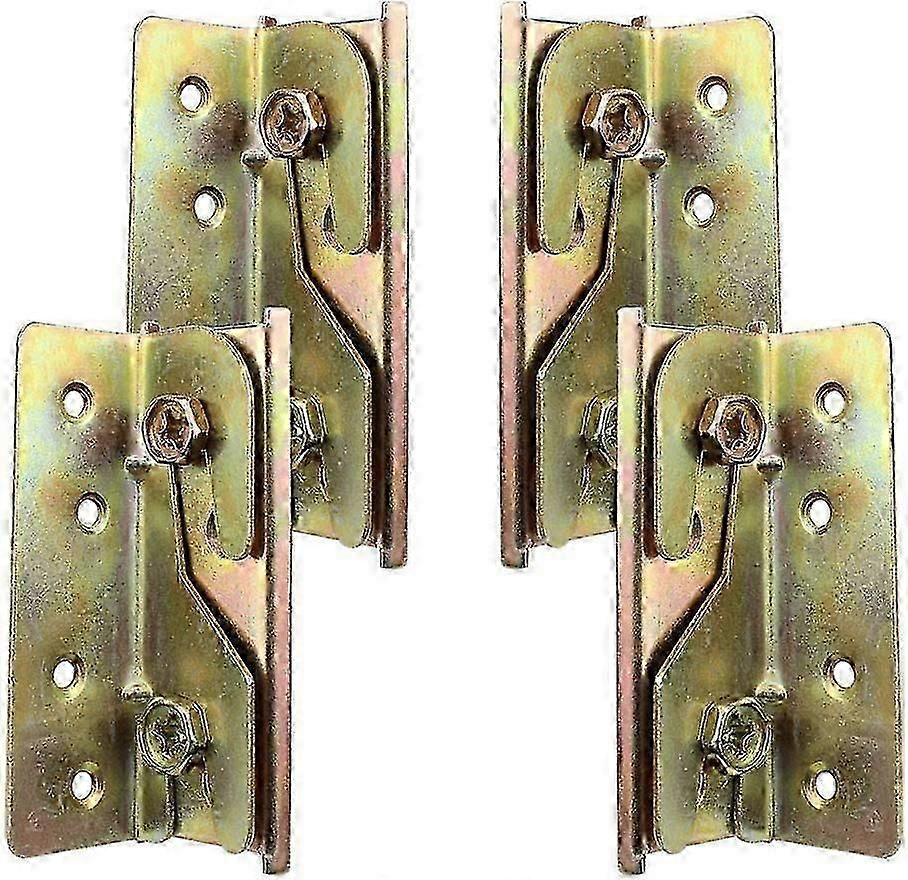 Set Of 4 Heavy Duty Rust Resistant Mortiseless Bed Rail Mounting Brackets With Screws