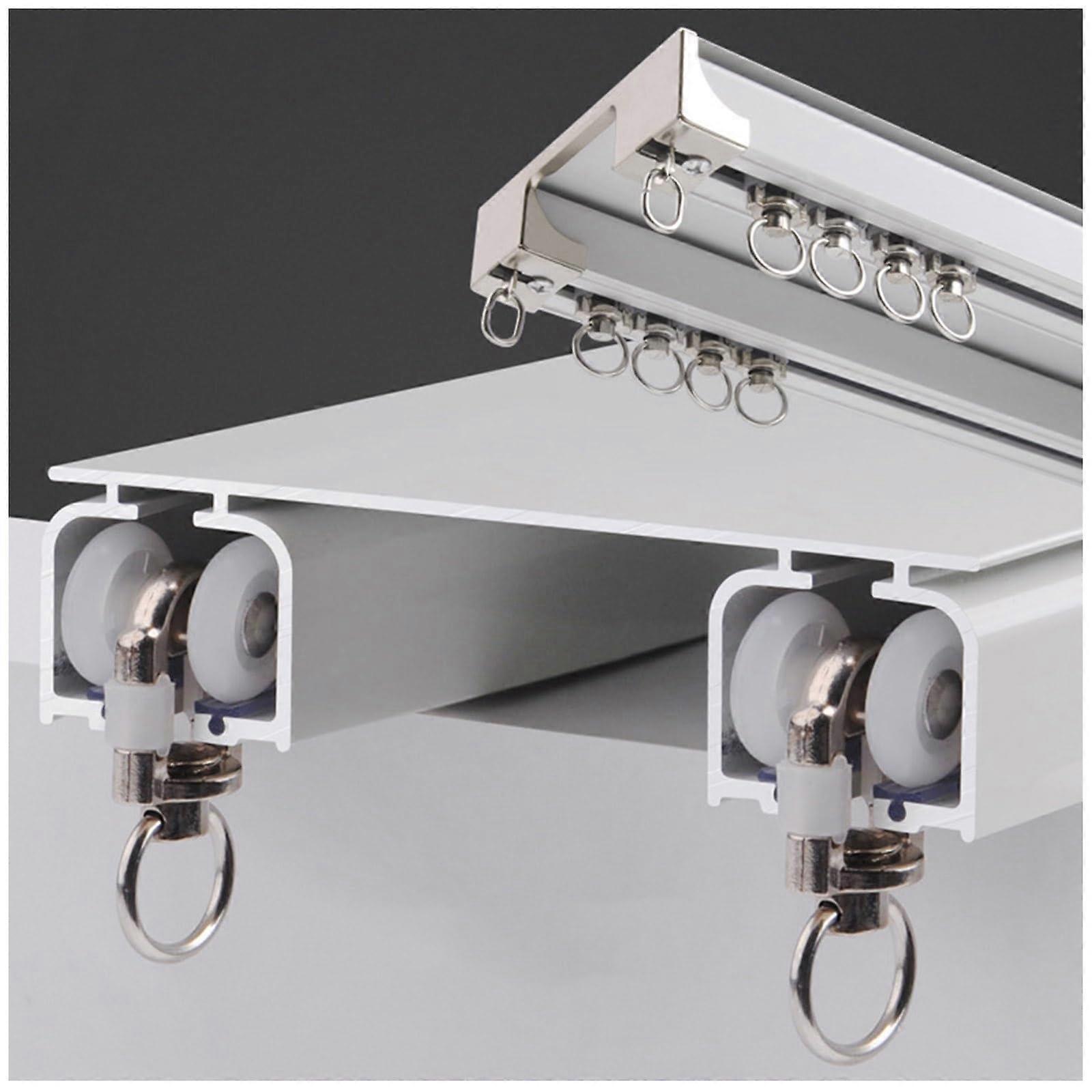 Aluminium Ceiling Curtain Track with Silent Rails, Room Divider Rail Set with Fittings, 160cm