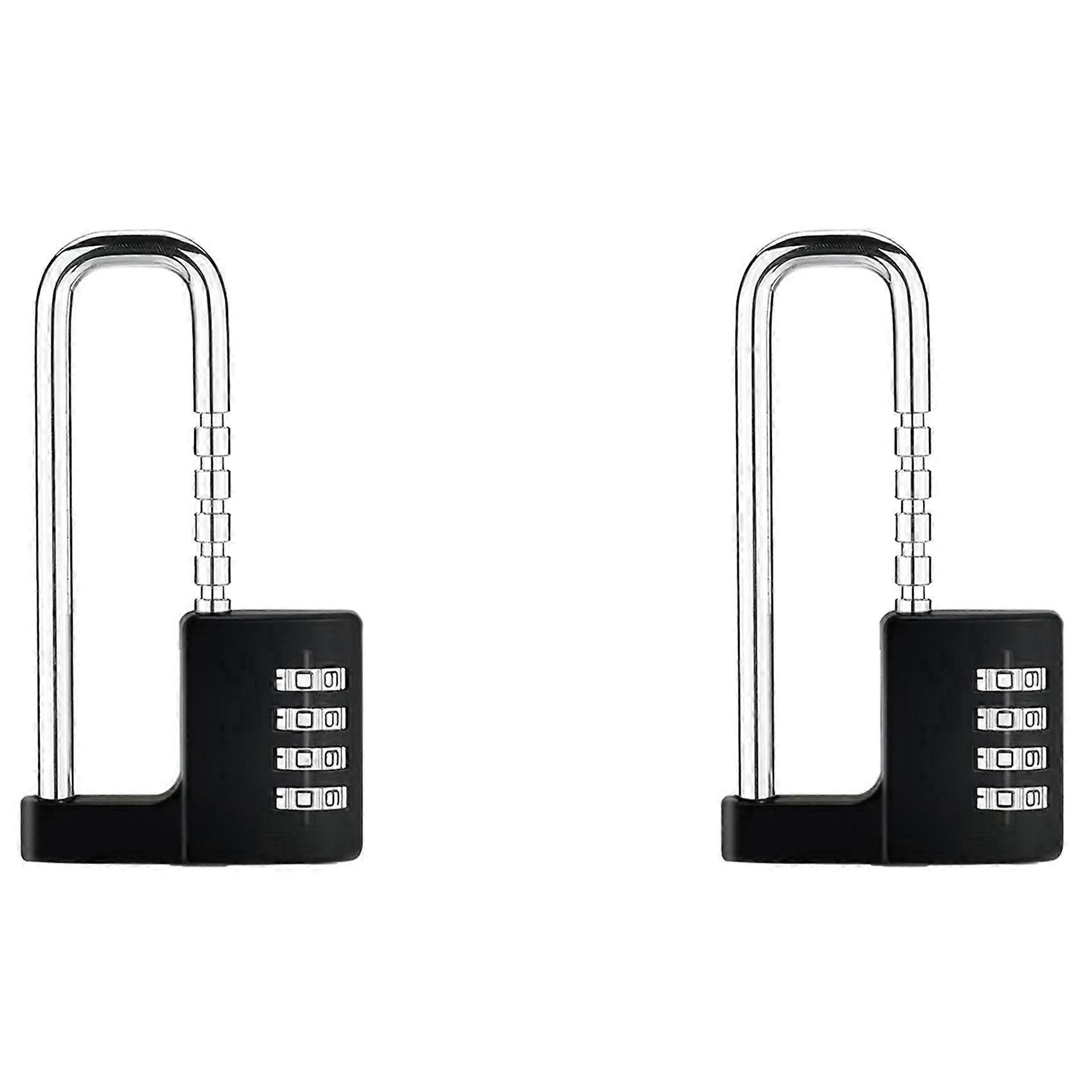 2X Combination Padlock Outdoor, Waterproof Heavy Duty Padlock with Code, Multifunctional Adjustable Long Padlock- Black