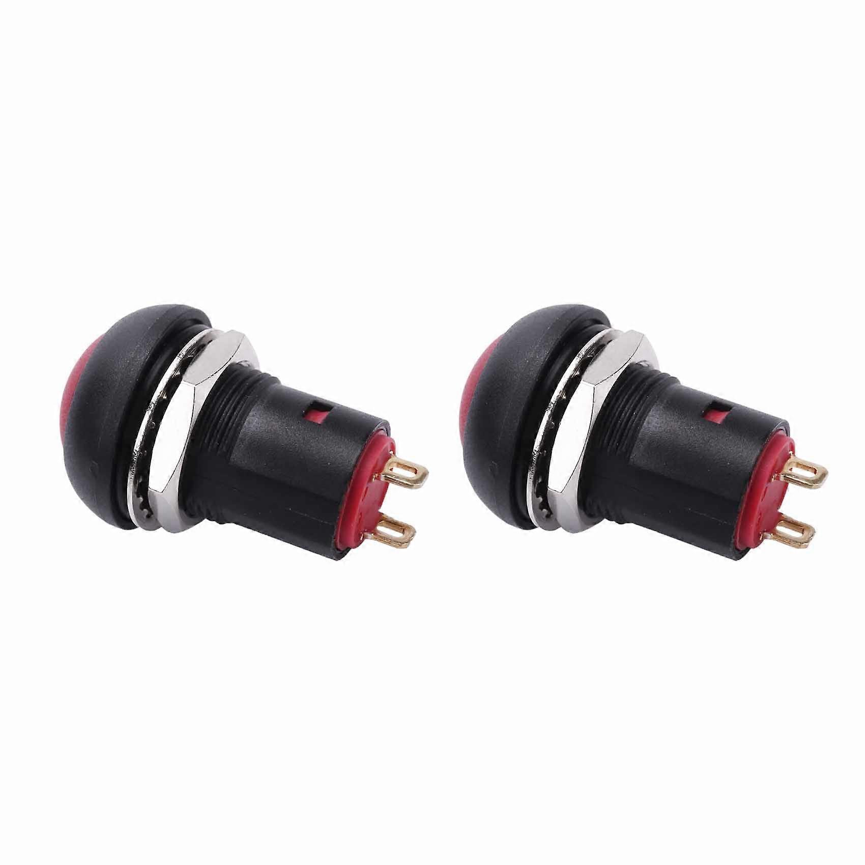 2X On-Off Latching Waterproof 12mm Push Button Switch SPST 2A IP67, Red