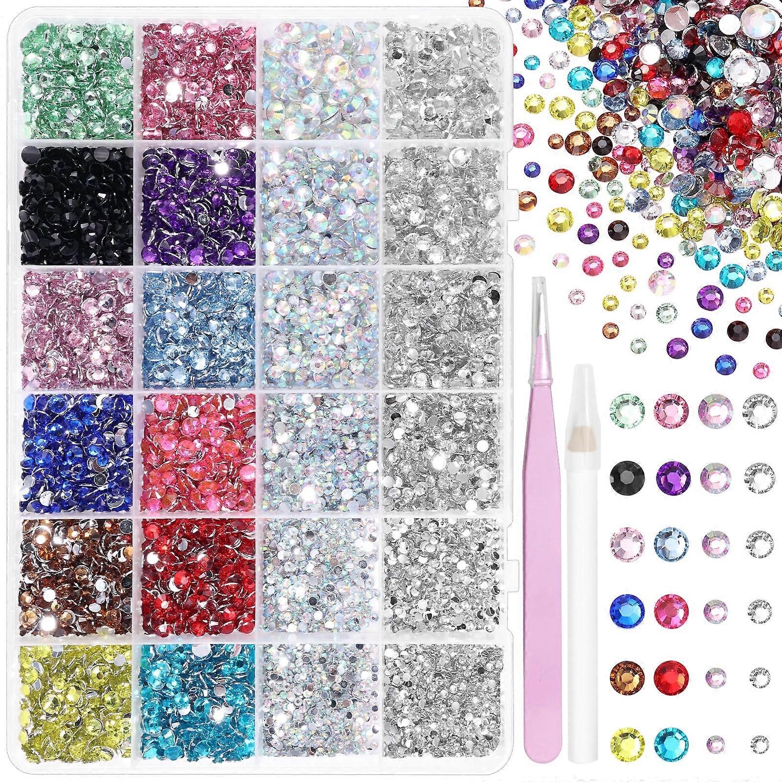 18000 Pcs Resin Rhinestones for Crafts, Multicolor Flatback Gems with Picker Tools for Nail Art