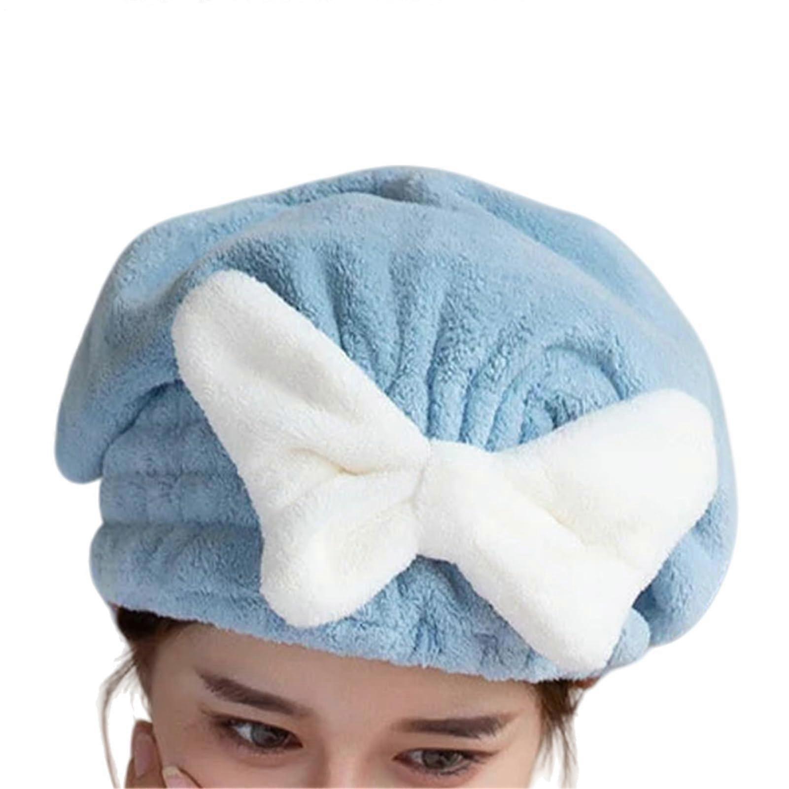 Hair Towel Wrap Quick Dry Microfiber Cap for Women Fast Absorb Frizz Reduction Soft Blue