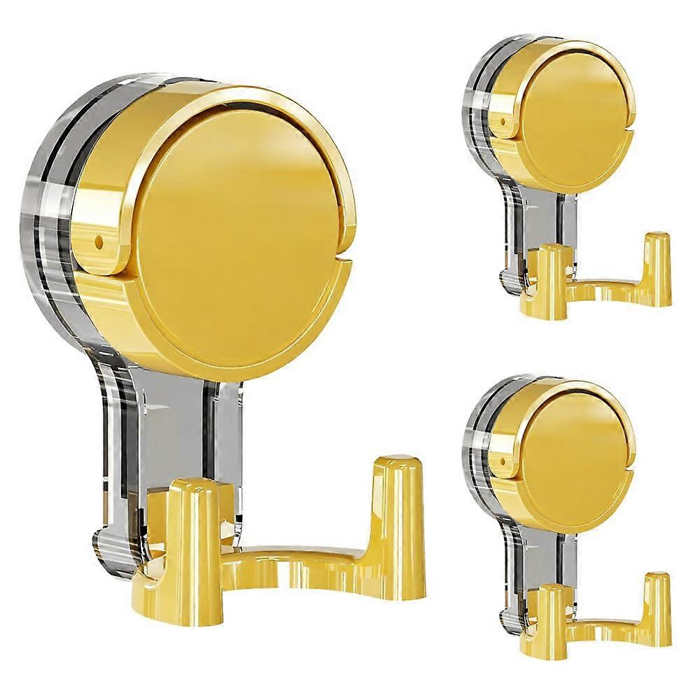 Suction Cup Hooks 3PCS Dual Waterproof NoDrill Bathroom Towel Hooks for Kitchen Storage Yellow