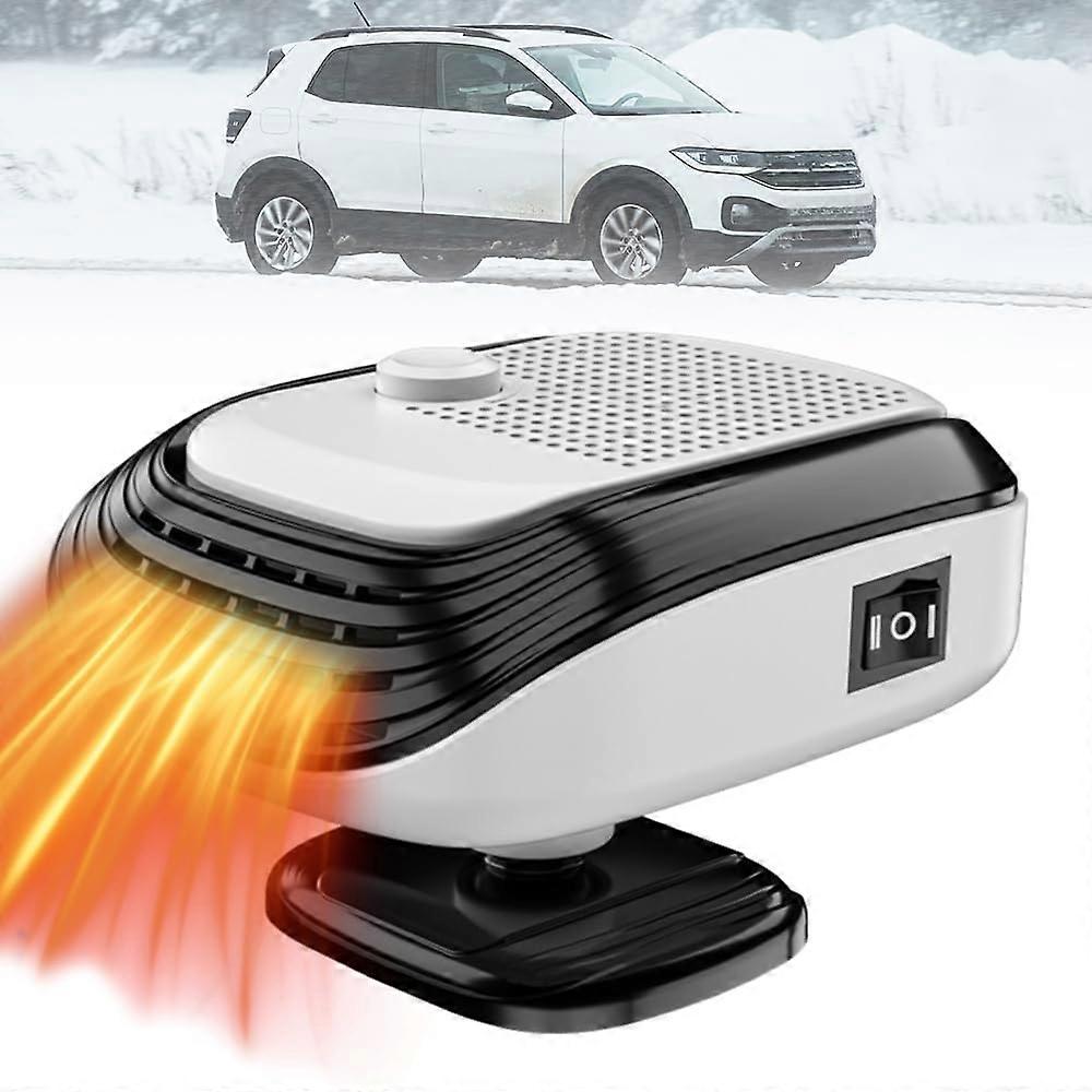 12V 24V Car Heater with Dual Heating and 360° Rotatable Airflow for Cars Trucks SUVs White 24V