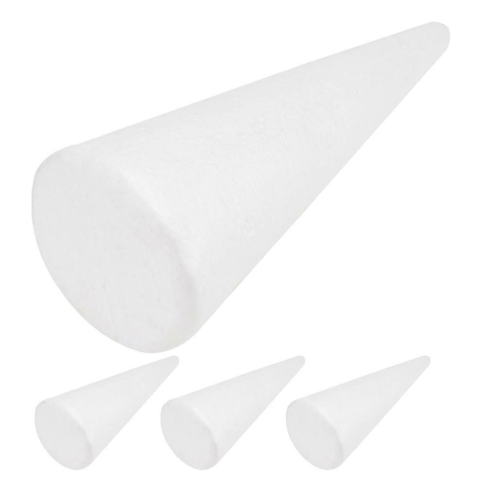White Foam Cone Crafting Blank Foam Cone for Decoration 4Pcs Set