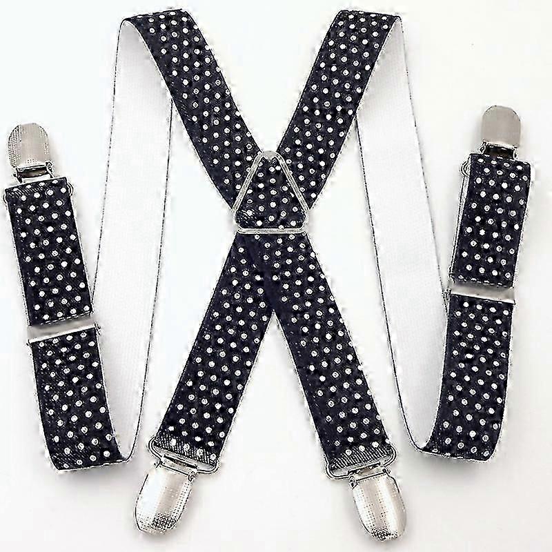Men's Suspenders Wide Ultra Resistant Elastic & 4 Extra Strong Clips in X - Adjustable Size Up to 65cm