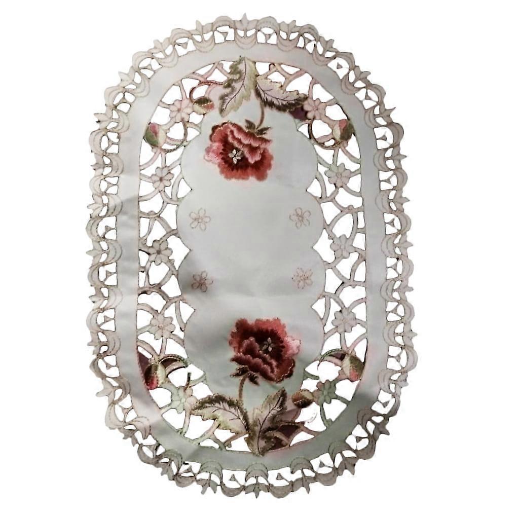 Jygee Simple Design Table Runner Flag Shaped Embroidered Polyester Coffee Tea Desk Tablecloth Placemat Decor