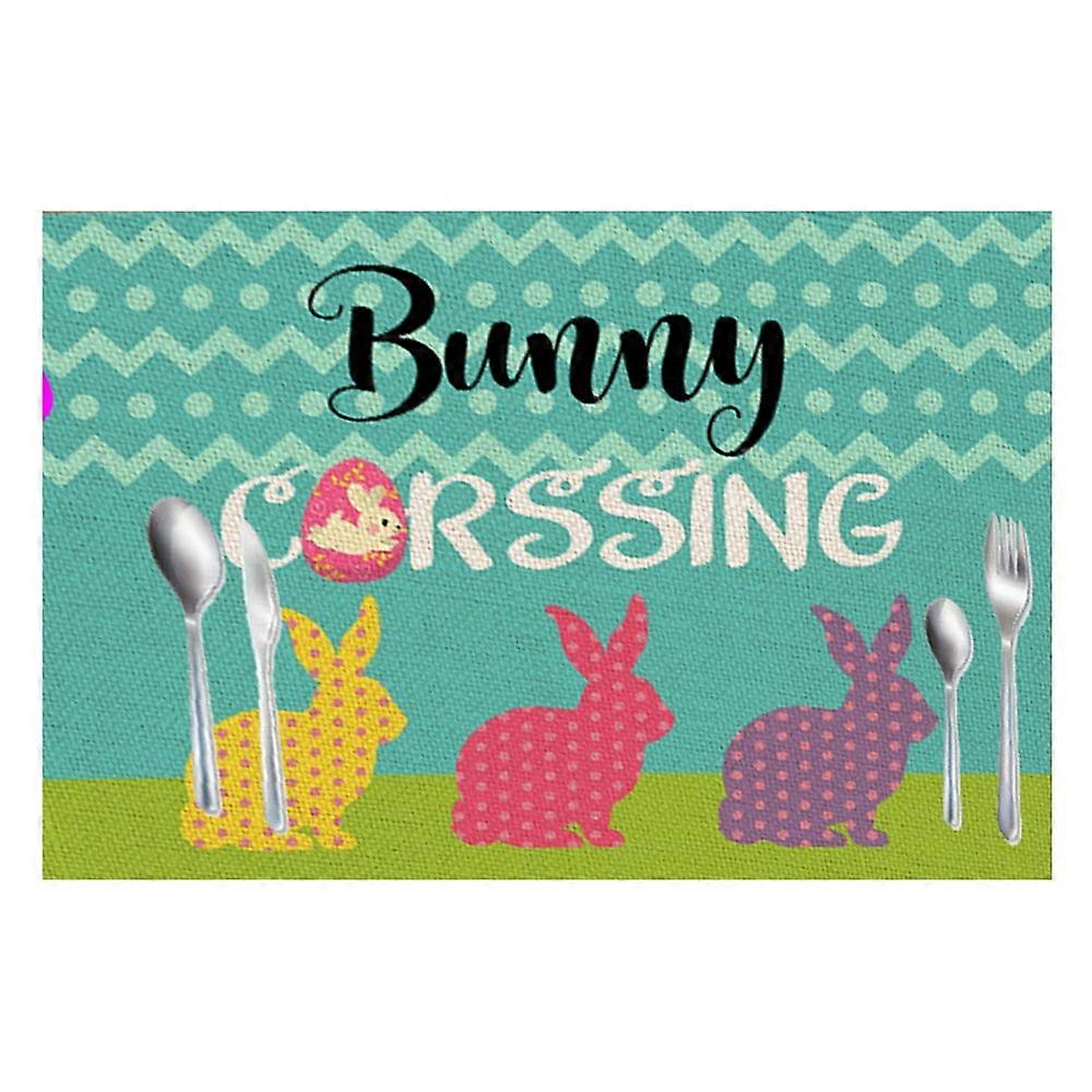 4pcs Easter Placemats Easter Printed Place Mat Heat Resistant Non Slip Cup Coasters for Dining Table Kitchen Decorative Mats