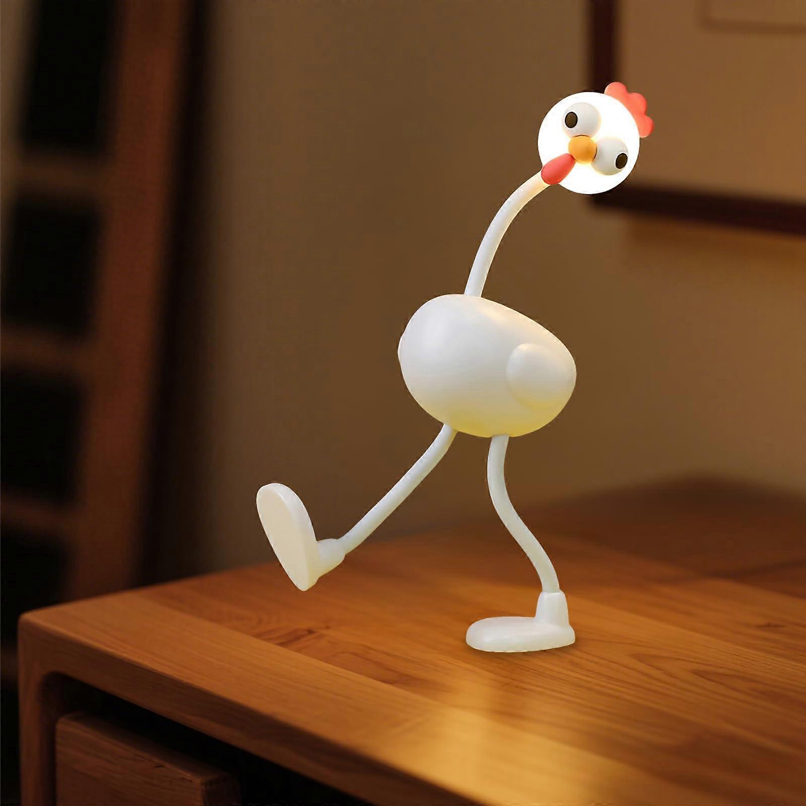 Chicken Night Light USB Rechargeable Lamp with Adjustable Flexible Design and Soft Ambient Glow White